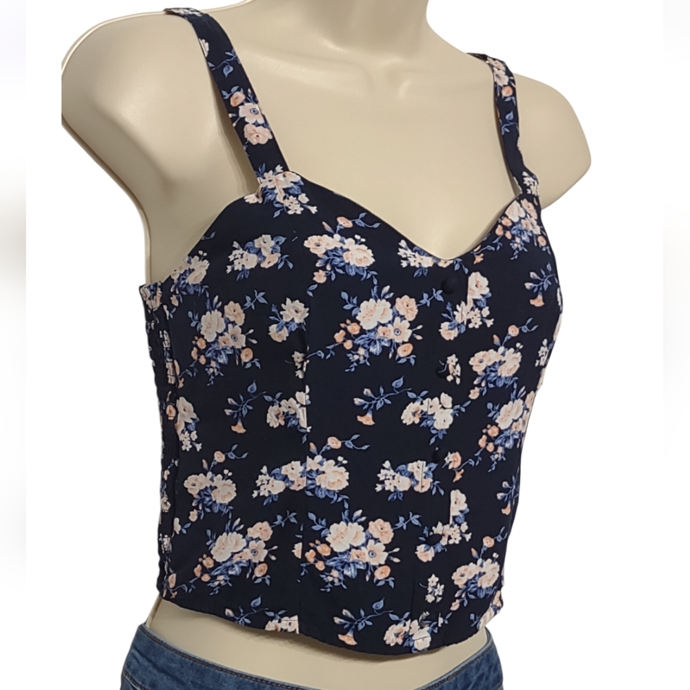 Abercrombie & Fitch Dark Floral Crop Top Size XS Y2K Style